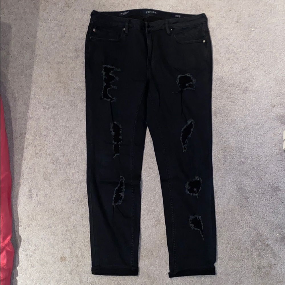 Vigoss Women's Black Skinny Jeans with Distressed Rips